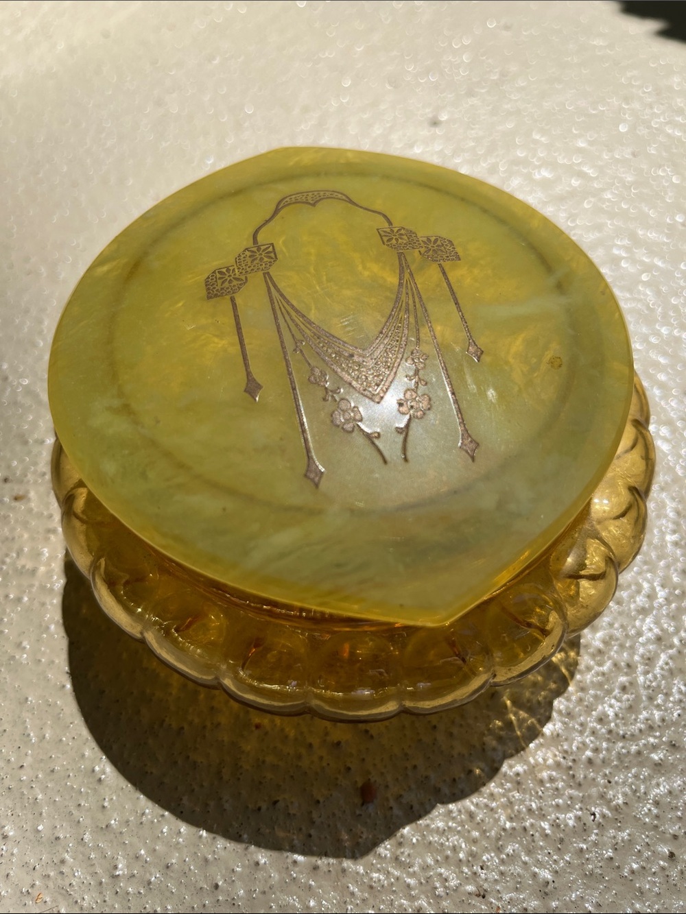 Art Deco Celluloid Bakelite Powder Dish - Picture 2 of 9